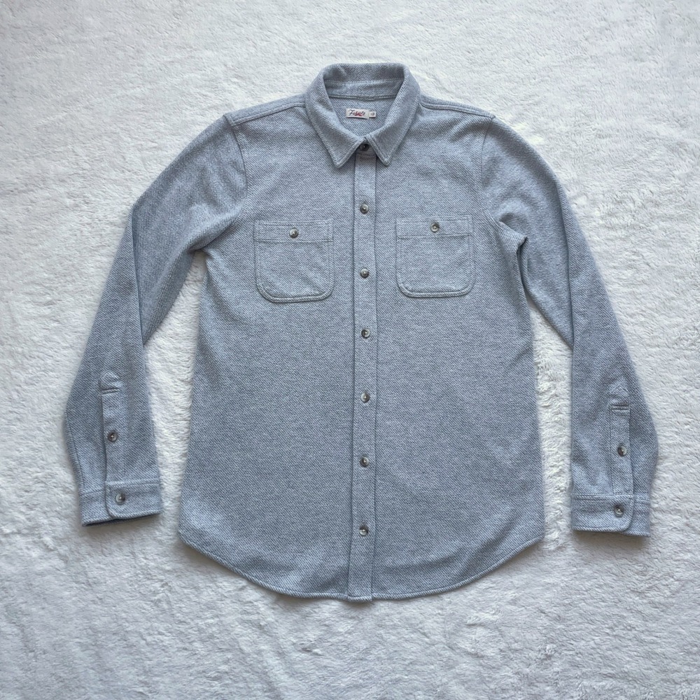 Faherty Mens Legend Sweater Button Up Shirt Fossil Grey Twill Size Small